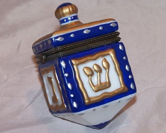 Image 3 of Dreidel Trinket Box w Coin, Chanukkah Hanukkah 