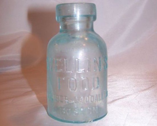 Mellin's Mellins Food Aqua Blue Glass Bottle Approx 1800
