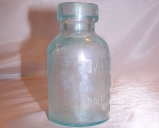 Image 3 of Mellin's Mellins Food Aqua Blue Glass Bottle Approx 1800