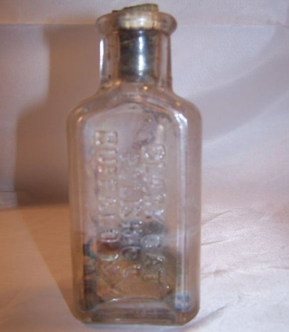 Black Cat Antique Bottle, Cork and Residue, Approx 1875