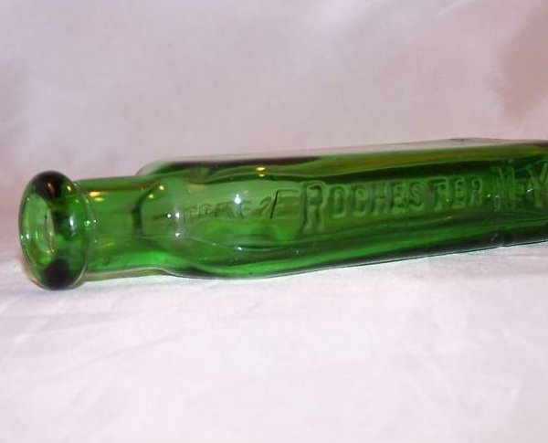 Image 4 of Moones Emerald Oil Green Glass Bottle, Approx 1910