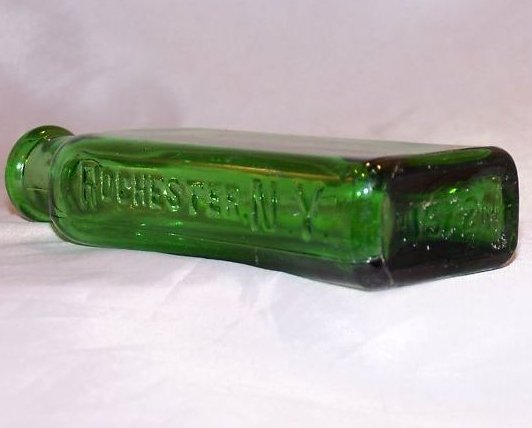 Image 5 of Moones Emerald Oil Green Glass Bottle, Approx 1910