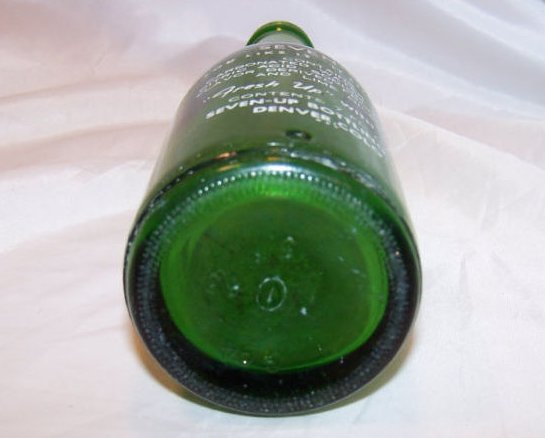 Image 2 of 7 ounce, 7UP, 7 UP, Green Glass Soda Pop Bottle, Denver Colo