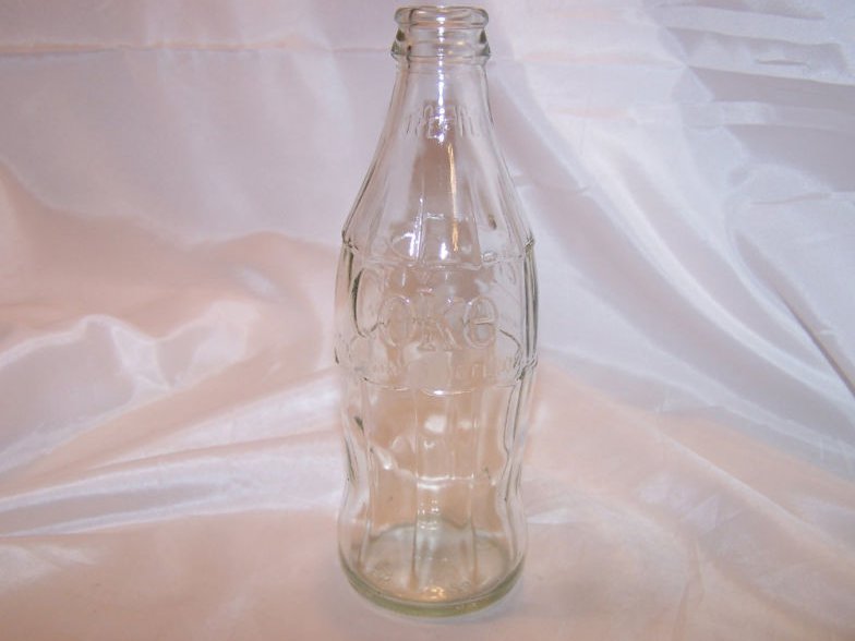 Coke Coca Cola Soda Pop Bottle, 10 oz, Clear Ridged 