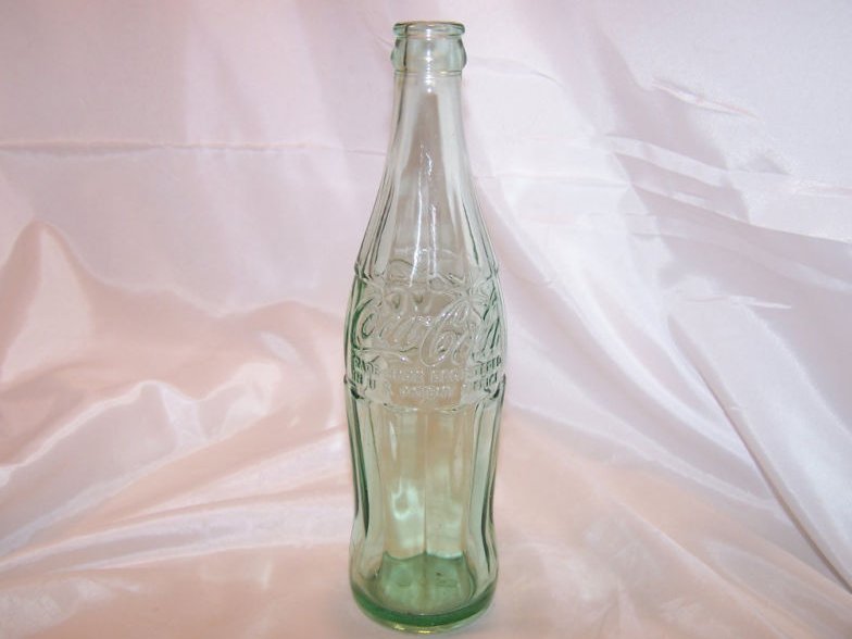 Coke Coca Cola Pop Bottle, 12 oz, Green Ridged Glass