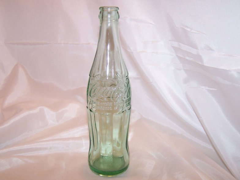 Image 1 of Coke Coca Cola Pop Bottle, 12 oz, Green Ridged Glass 