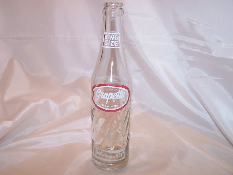 Image 0 of Grapette Soda Pop Bottle 10 oz Clear Swirl Ridged Glass