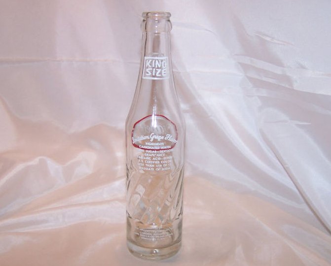 Image 1 of Grapette Soda Pop Bottle 10 oz Clear Swirl Ridged Glass