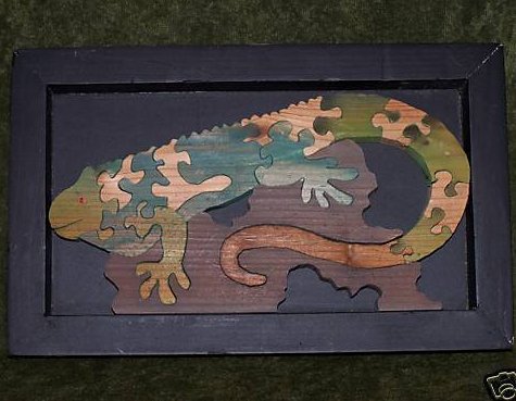 Image 0 of Chameleon Puzzle in Display Frame, Wood, Original Pkg