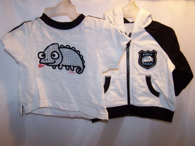 New Sz 0-3 Months Boys Chameleon Shirt, Hoody Outfit