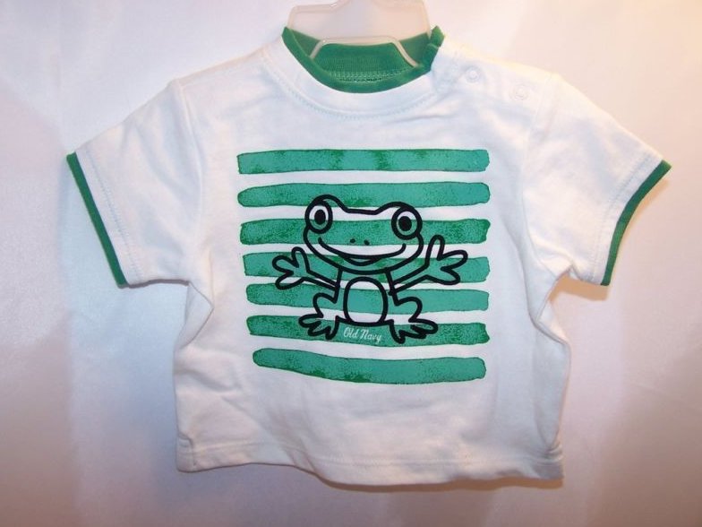 New Sz 0-3 Months Boys T-Shirt, Stripes and Frog