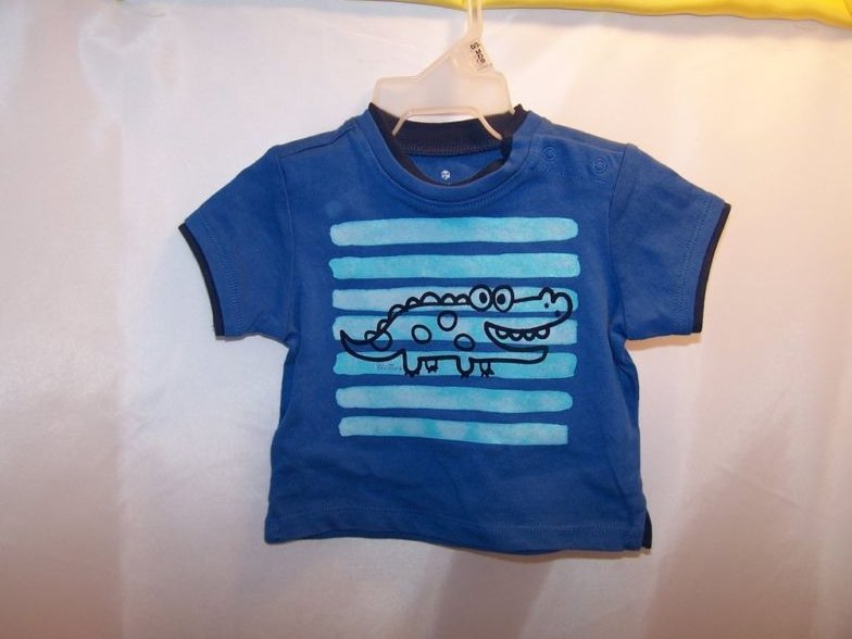 New Sz 0-3 MO Months Boys T-Shirt, Stripes and Alligator