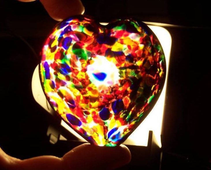 Image 2 of Glass Artwork Heart, American Multi Color, Handmade