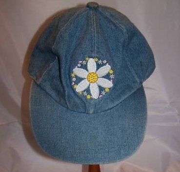 Image 0 of Ball Cap, Girls Daisy on Denim Blue, Ages 3 to 6