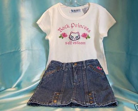 Size 6X Girls Self Esteem Rock Princess T-Shirt and Skort
