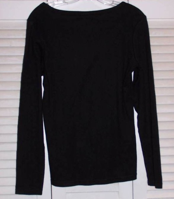 Image 1 of Juniors Sz M Long Sleeve Black Shirt with Sparkly Hearts