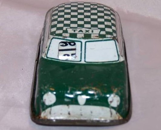 Image 1 of Tin Green, White Taxi Car, Vintage