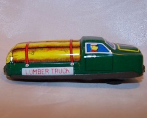 Tin Lumber Truck, Friction Engine Motor, Japan, Vintage