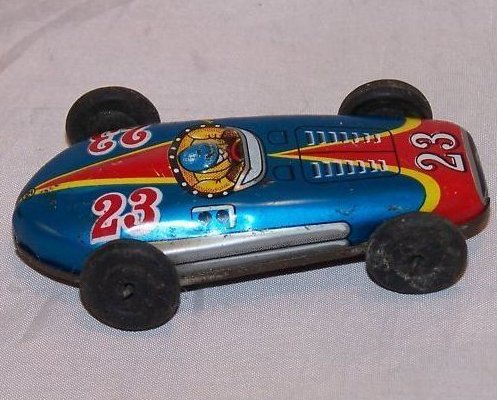 Image 1 of Tin Race Car, Blue and Red No. 23, Vintage, Japan