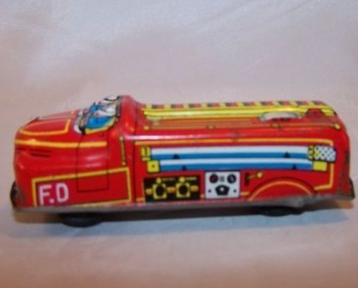 Tin Fire Engine, Friction Engine Motor, Japan, Vintage