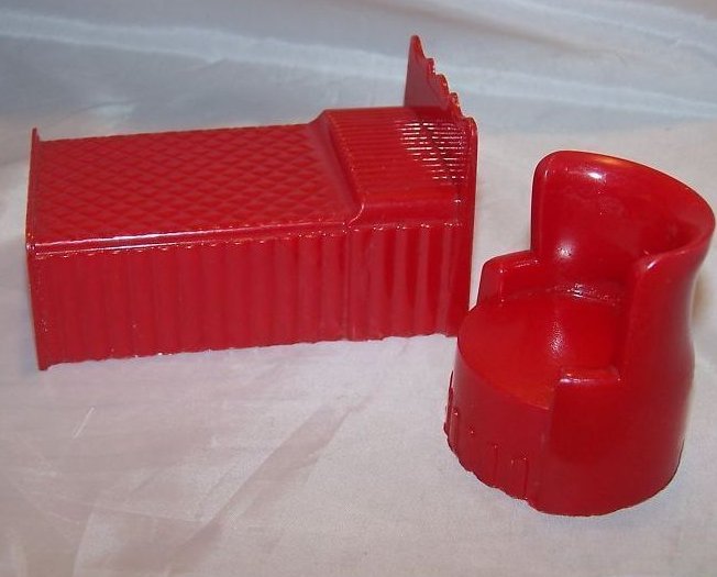 Image 1 of Dollhouse Bed and Chair, Vintage, Plastic