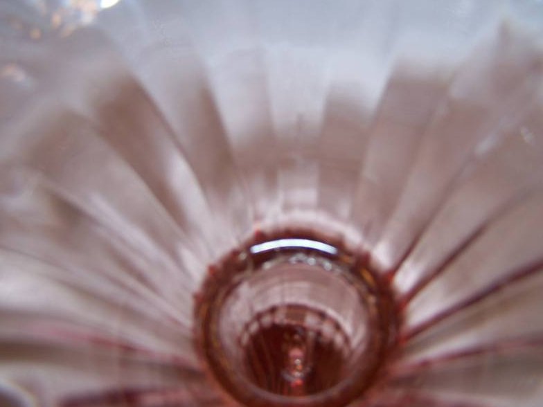 Image 3 of Fenton Pink Pressed Glass Cornucopia Candleholder, Vase