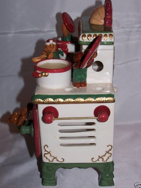 Image 1 of Music Box, Candle Holder Stove w Cooking Bears 