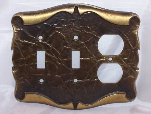 Image 0 of Scrolled Parchment Metal Double Switch, Single Outlet Plate 