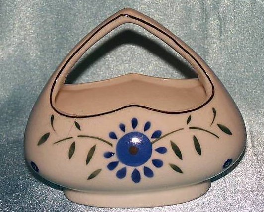 Czechoslovakian Pottery Basket, Vintage