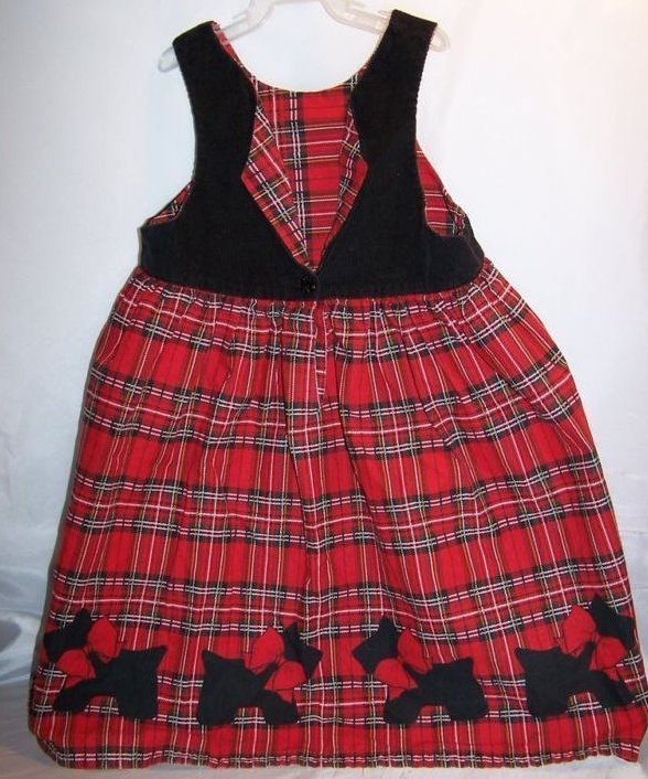 Scottie Dog Red Plaid Jumper Dress