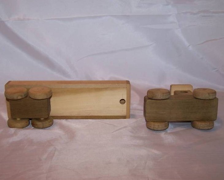 Image 4 of Wood Wooden Tractor Trailer Semi Diesel Truck, Blocks