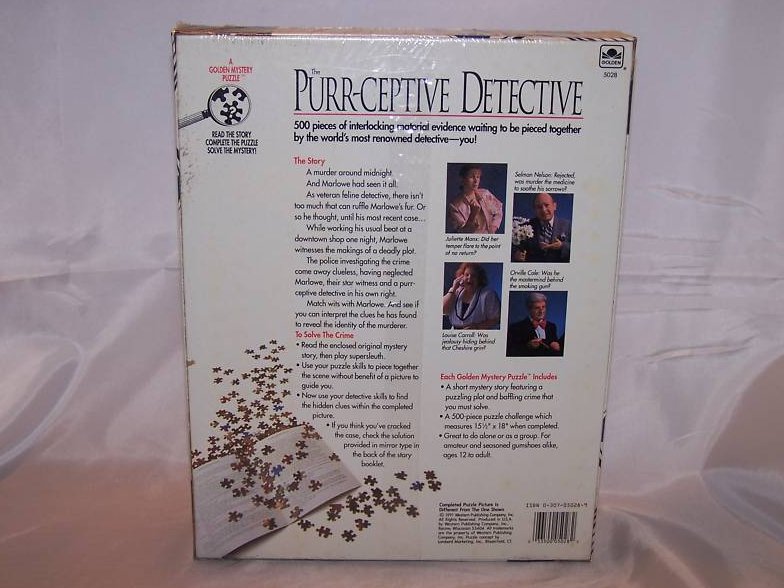 Image 1 of Purr-ceptive Detective Mystery 500 Piece Puzzle, New