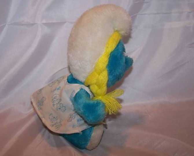 Image 1 of Smurfette in Smock, Stuffed Plush Doll, Vintage 1981 