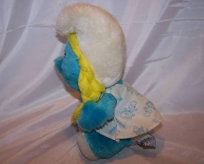 Image 3 of Smurfette in Smock, Stuffed Plush Doll, Vintage 1981 