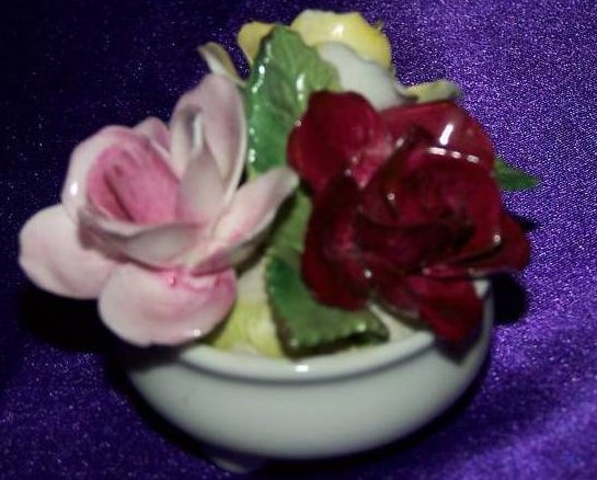 Image 1 of Crown Staffordshire June Flower Bouquet in Bowl, England