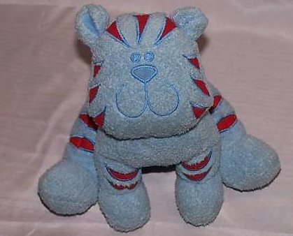 Purrrfect Miniwear Classics Blue and Red Tiger Cat Rattle