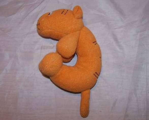 Image 1 of Tiger Cat Rattle, Baby Toy Orange Plush Stuffed