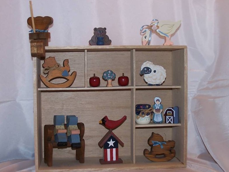 Miniature Collection w Display Box, 14 Curios Knick Knacks