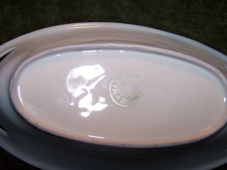 Image 1 of Vintage Opalescent Dish, Blue Forget me not Flowers, Germany