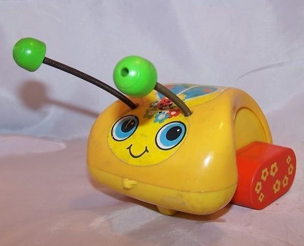 Image 1 of Vintage 1974 Fisher Price Love Bug Pull Toy, Flip Feet