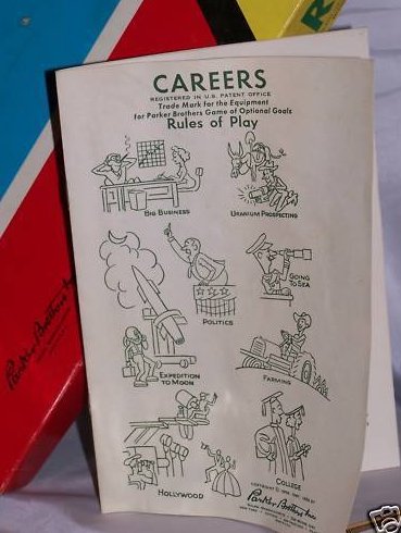 1958 Parker Brothers Careers Game, Has Orig Price Tag 