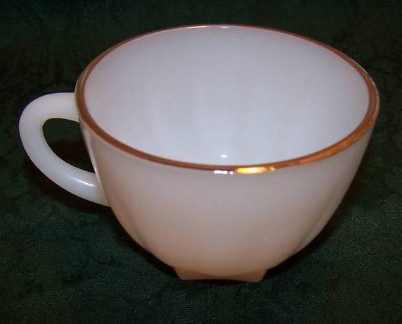 Image 4 of Snack Plate, Teacup, White Milk Glass w Gold