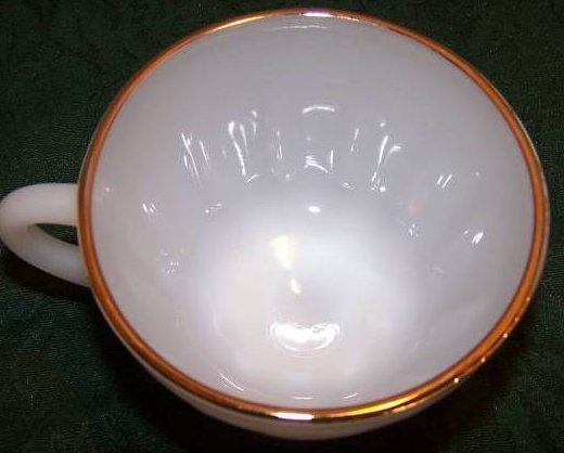 Image 5 of Snack Plate, Teacup, White Milk Glass w Gold