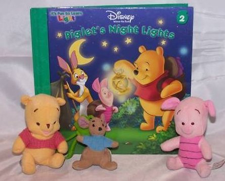 Piglet, Roo and Winnie the Pooh Plush Stuffed w Book