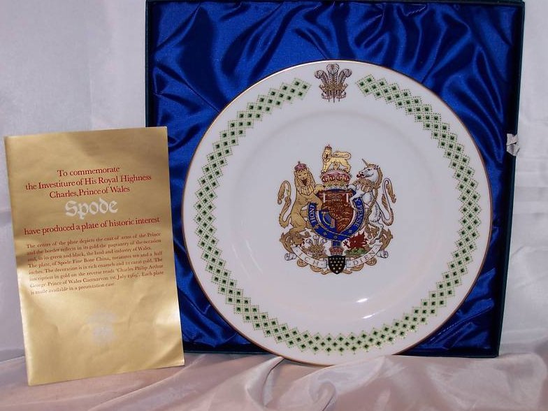 Image 3 of 1969 Prince Charles Caernarvon Spode Plate, Orig Box  