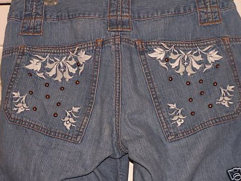 Image 1 of Express Womens Size 8 Capris with Embroidery and Brads