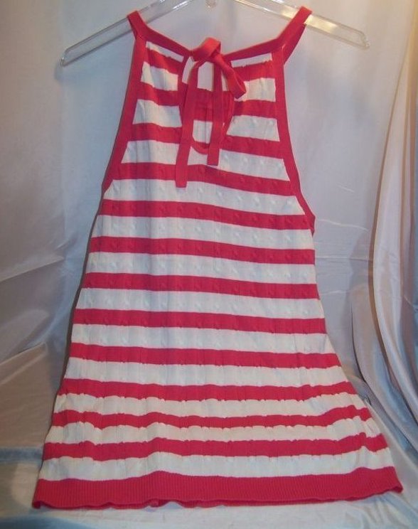 Image 1 of New w Tag, Jrs Sz L Knit Pink, White Halter Tank Shirt