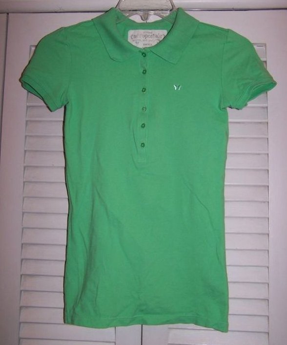 Green Butterfly Aeropostale Collared Shirt