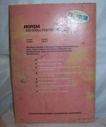 Image 2 of Clymer Honda Motorcycle 350-550cc Fours Service, Repair Manual 1972-78