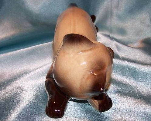 Image 1 of Siamese Kitten Kitty Cat Figurine, Stretching, Japan